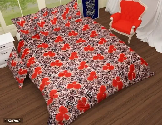 Premium Polycotton Floral Printed Bedsheet With 2 Pillow Covers-thumb0