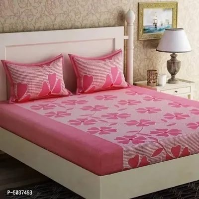 Beautiful Polycotton Floral Printed Bedsheet with 2 Pillowcover-thumb0
