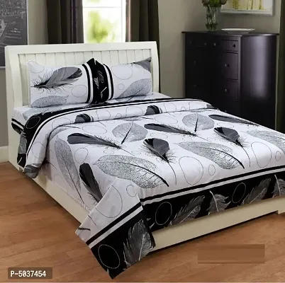 Beautiful Polycotton 3D Printed Bedsheet With 2 Pillow Cover-thumb0