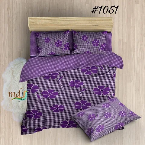 Floral Print Polycotton Bedsheet with 2 Pillow Covers