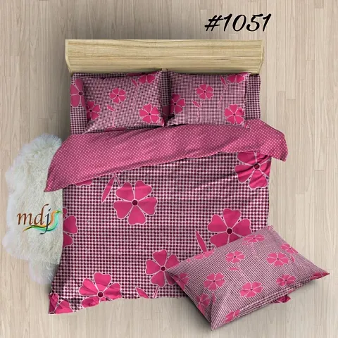 Polycotton Floral Printed Bedsheet with 2 Pillow Covers