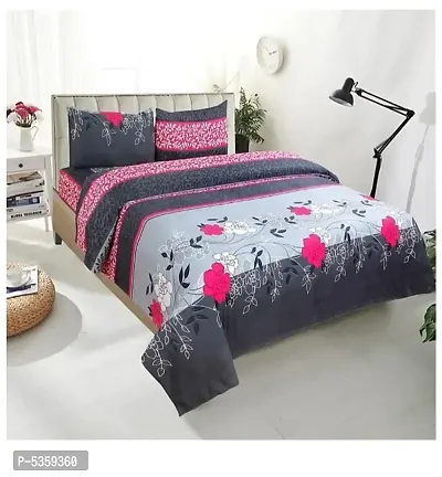 Printed Polycotton Double Bedsheet With 2 Pillow Covers