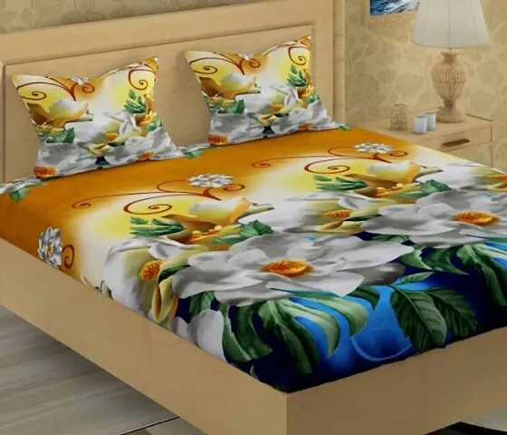 Fancy Printed Double Bedsheets With 2 Pillow Covers