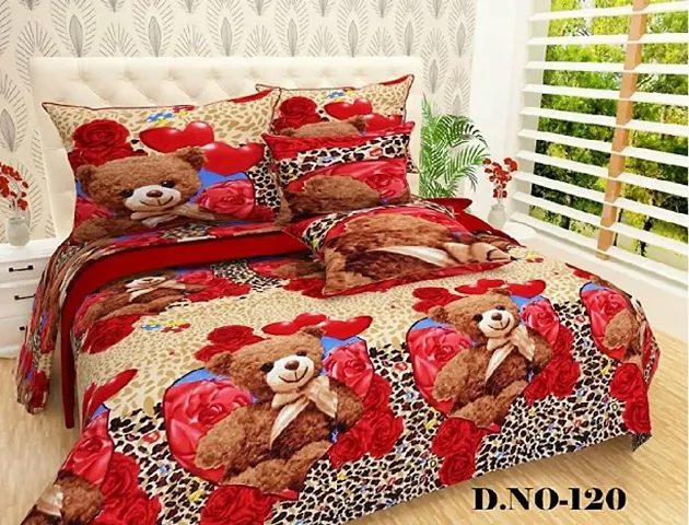 3D Double Bedsheet With 2 Pillow Covers