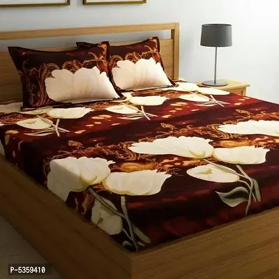Multicolor Printed Polycotton Double  Bedsheet with 2 Pillow Covers