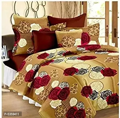Polycotton Beige Double Bedsheet With Two Pillow Covers-thumb0