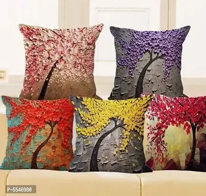 Stylish Comfortable Jute Printed Square Shaped Cushion Covers- 5 Pieces