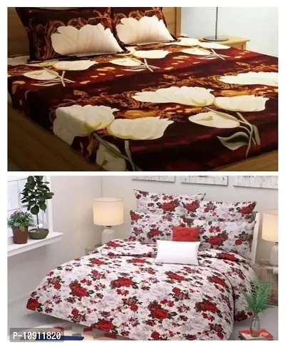 Fancy Cotton Printed 2 Bedsheet with 4 Pillow Covers-thumb0