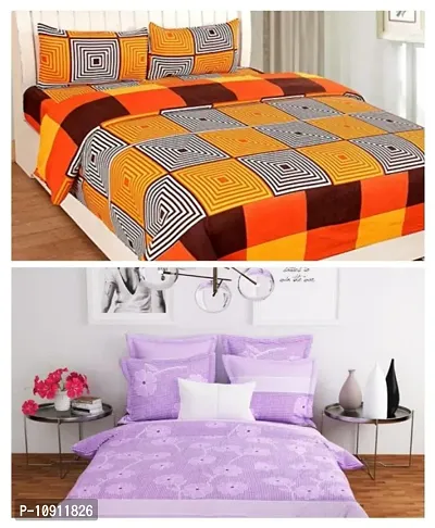 Fancy Cotton Printed 2 Bedsheet with 4 Pillow Covers-thumb0