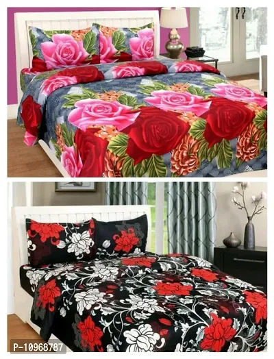 Fancy Polycotton Printed 2 Bedsheets with 4 Pillow Covers