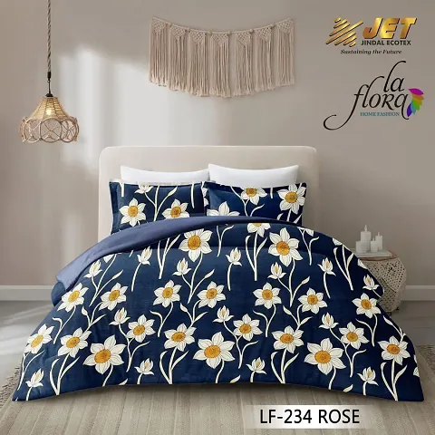 Printed Polycotton Double Bedsheets with 2 Pillow Covers