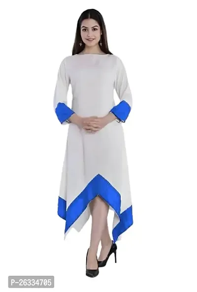 FASHONIA Stylish and Beautiful Long Solid A-LINE Kurta | Boat Neck Three Quarter Sleeve in Rayon Fabric | Casual WEAR for Women