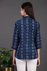 HAVISHA Traders Stylish and Beautiful Floral Printed with LACE DETIALING TOP | V-Neck Three Quarter Regular Sleeve in Jaquard Fabric | Casual WEAR for Women-thumb1