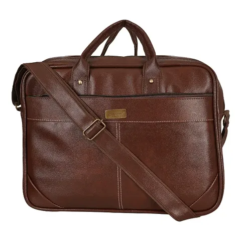 PU Leather 15.6 inch Laptop Messenger Bag (41x 30x8 cm)TAN