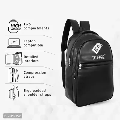 Nyfee  Large 35 L Black Laptop Backpack Faux Leather Water Resistant Laptop Bag/Office Backpack for Men/Women