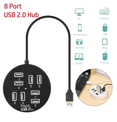 ReTrack 8 Ports USB Hub, Round Shape Multi-Port Adapter and Data Transmission Splitter Box, Charge Faster and Easier for Phone, USB Flash Disk,Tablet, Other USB Devices