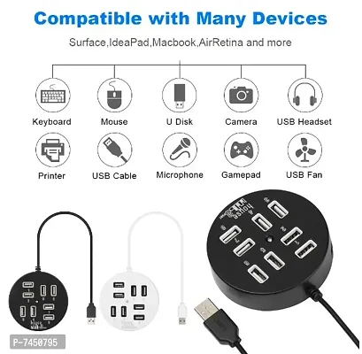 ReTrack 8 Ports USB Hub, Round Shape Multi-Port Adapter and Data Transmission Splitter Box, Charge Faster and Easier for Phone, USB Flash Disk,Tablet, Other USB Devices-thumb2