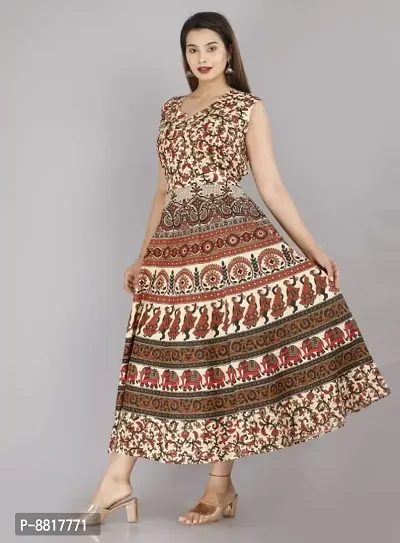 Classic Cotton Printed Dress for Women-thumb0