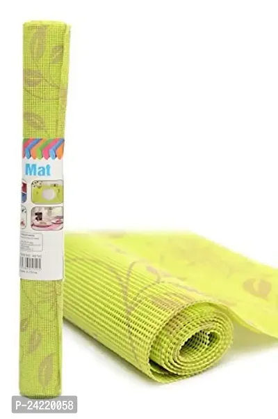 PVC Anti Slip Mat Shelf Liner Roll, 30 x 150 cm, Flower Pattern, Set of 2 pcs.(Green)