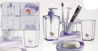 Contemporary 4 Piece Bathroom Set-Dispenser, Toothbrush Holder, Tumbler  Soap Dish-thumb3