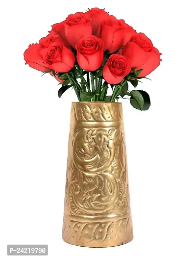 Skywalk Hand Crafted Metal Flower Vase for Home Decoration (Golden, 8 Inch)-thumb0