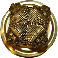 Handcrafted?Brass Ashoka Pillar National Emblem Indian Emblem Four Lions Satyamev Jayete National Flag Embelled Desk Paper Weight Showpiece Decorative (Gold 3 Inch)-thumb2