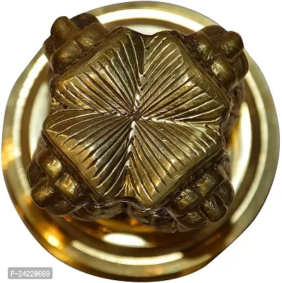 Handcrafted?Brass Ashoka Pillar National Emblem Indian Emblem Four Lions Satyamev Jayete National Flag Embelled Desk Paper Weight Showpiece Decorative (Gold 3 Inch)-thumb3