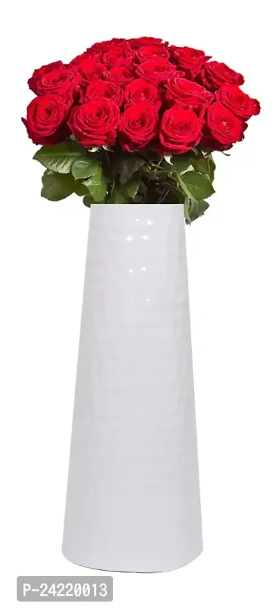 Skywalk Hand Crafted Metal Flower Vase for Home Decoration (White, 12 Inch)