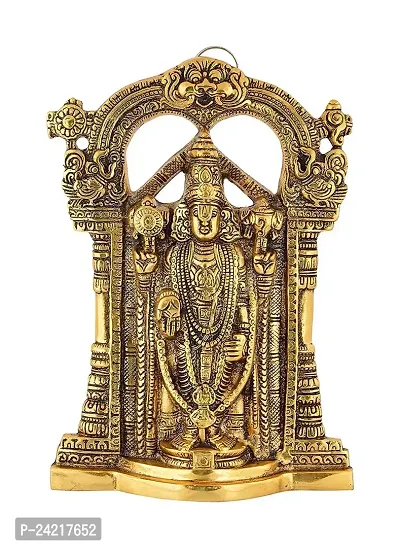 Hanging White Metal God Tirupati Balaji, Sri Venkateswara Idol,Spiritual Home Decor (LWH 16 X 4 X 24.cm, Golden)-thumb0