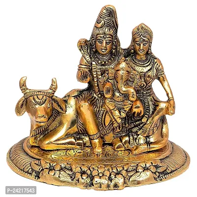 Handcrafted Shiva Parvati Ganesh Idol Shiv Parivar with Ganesh On Nandi Murti Statue Sculpture