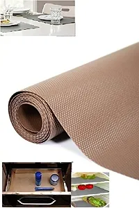 Skywalk Multipurpose Textured Super Strong Anti-Slip Eva Mat - for Fridge, Bathroom, Kitchen, Drawer, Shelf Liner, Size 45x125 cm Length(Color Dark Brown-thumb1