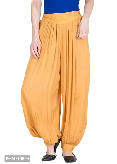 Skywalk Women's Viscose Cotton Regular Fit Harem Pant (Free Size, Beige)-thumb0