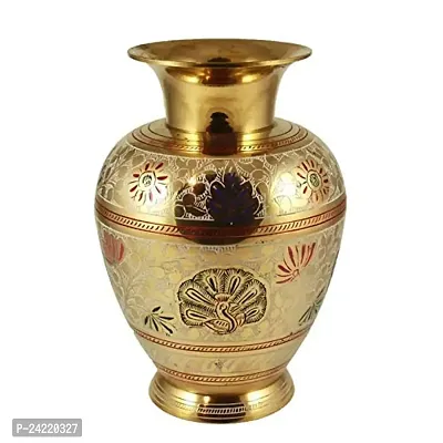 SkyWalker Hand Crafted Metal Brass Flower Vase with Bidri Nakkashi Work, Collectible Art (Multicolour, 6 IN)