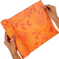 PVC Anti Slip Mat Shelf Liner Roll, 30 x 150 cm, Flower Pattern, 1 Piece(Orange Color)-thumb2