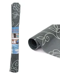 Set of 2 Skywalk PVC Anti Slip Mat Shelf Liner Roll, 45 x 150 cm, Flower Pattern (Grey)-thumb1