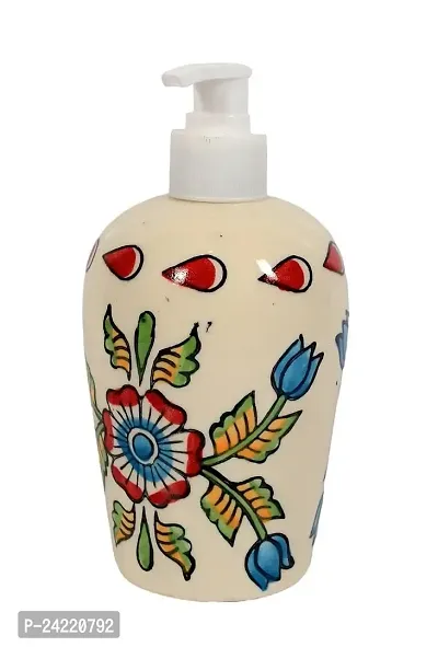 Skywalk Hand Painted Ceramic Liquid Soap Dispenser for Bathroom  Kitchen 250 Ml-thumb0