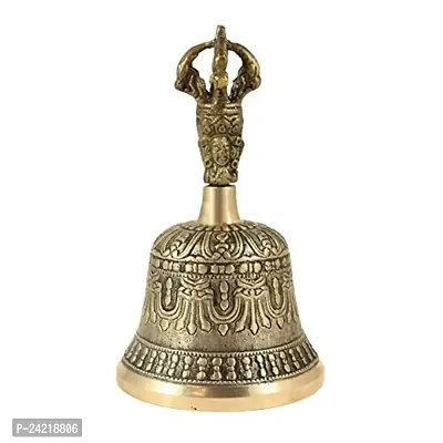 Skywalk Hand Made Metal Brass and Bronze Bell for Self Healing Meditation Prayer and Yoga (5Inch, Brown)