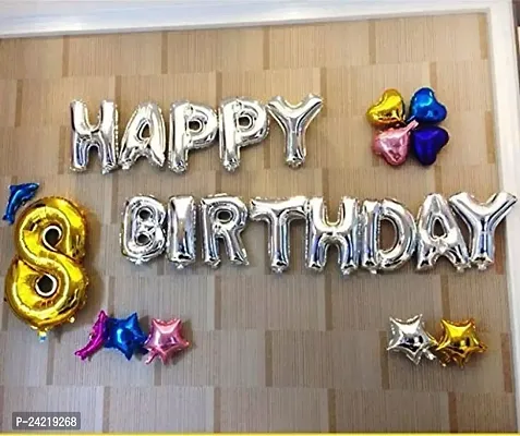 Happy Birthday Letters Foil Toy Balloon - Silver / Hanging Foil Birthday Balloon-thumb0