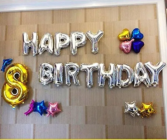 Happy Birthday Letters Foil Toy Balloon - Silver / Hanging Foil Birthday Balloon