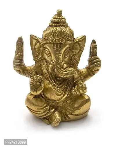 SkyWalker Gold, Metal Brass Ganesh Religious Hindu God Sculpture Idol Figurine.