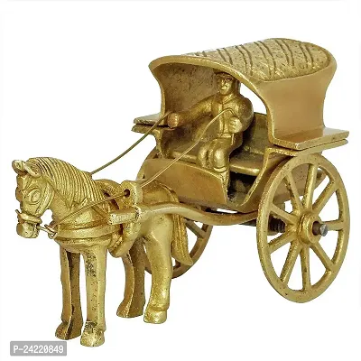 SkyWalker Vintage Brass Horse Cart Showpiece | Table Decor |Home Decor | 5.5 inch Length