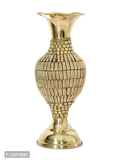 Skywalk Metal Flower Vase with Beads (25x10.5 cm, Gold)