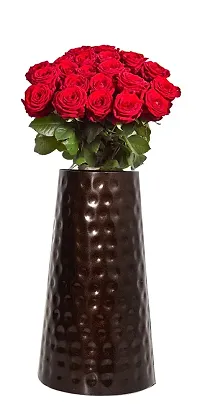 Hand Crafted Metal Flower Vase for Home Decoration (Brown,8 Inch)-thumb1