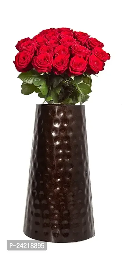 Hand Crafted Metal Flower Vase for Home Decoration (Brown,8 Inch)-thumb2