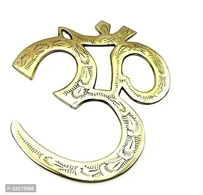 Skywalk Hand Crafted Metal Brass Wall Hanging OM,Religious Sculpture,for PUJA,for Home Decoration and Gifting,Brass OM (Size-6)