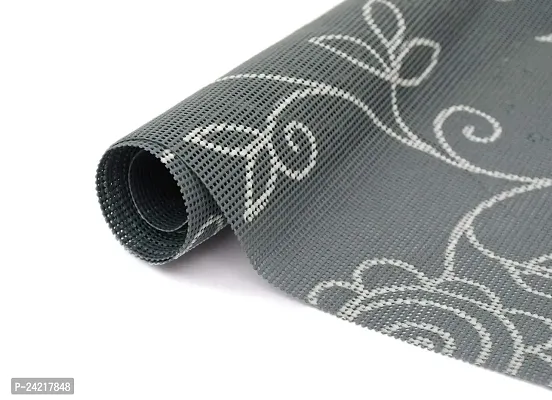 Set of 2 Skywalk PVC Anti Slip Mat Shelf Liner Roll, 45 x 150 cm, Flower Pattern (Grey)-thumb0