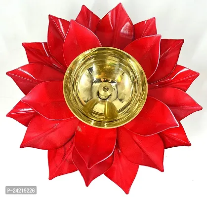 Skywalk Set of 2 Colorful Handcrafted Brass Lotus Diya Deepak Pooja Oil Lamp for Home Decoration and Diwali Gifting-thumb3