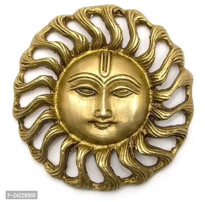 SkyWalker ?Metal Brass Sun| Brass Surya Wall Hanging | Home Decor |Metal Handmade Decorative Wall Hanging Sun Idol Face for Positivity at Home  Office (Size-4 inch)-thumb0