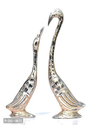 Hand Crafted Metal Pair of SWAN Love Birds Duck in NAKKASHI Work, FENG Shui Collectible Art,Perfect for Home Decoration and Gifting-thumb0
