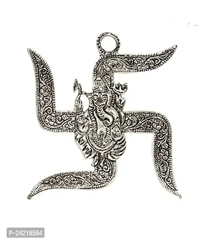 Skywalk Hand Crafted Metal Wall Hanging SWASTIC Ganesha Religious Sculpture for PUJA,Metal SWASTIC,Collectible Art,Perfect for Home Decoration and Gifting (Size-4)-thumb0